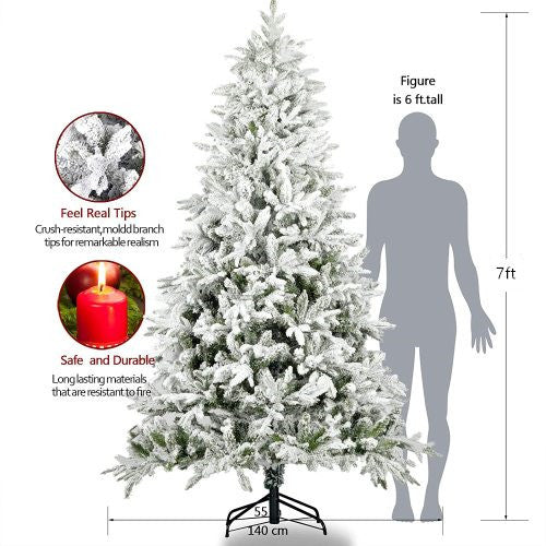 Flocked artificial christmas tree with realistic tips and durable fireresistant materials ft tall