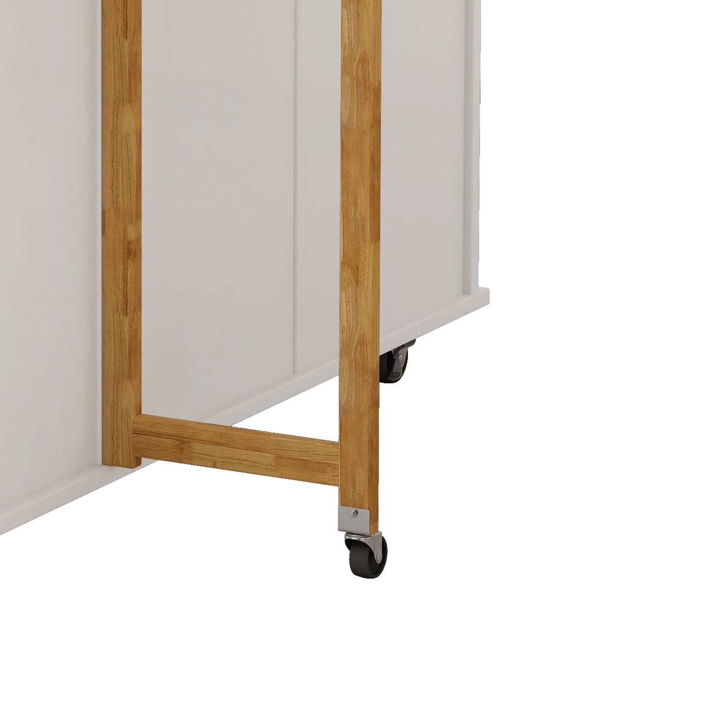 Woodenlegged rolling cabinet with white panels