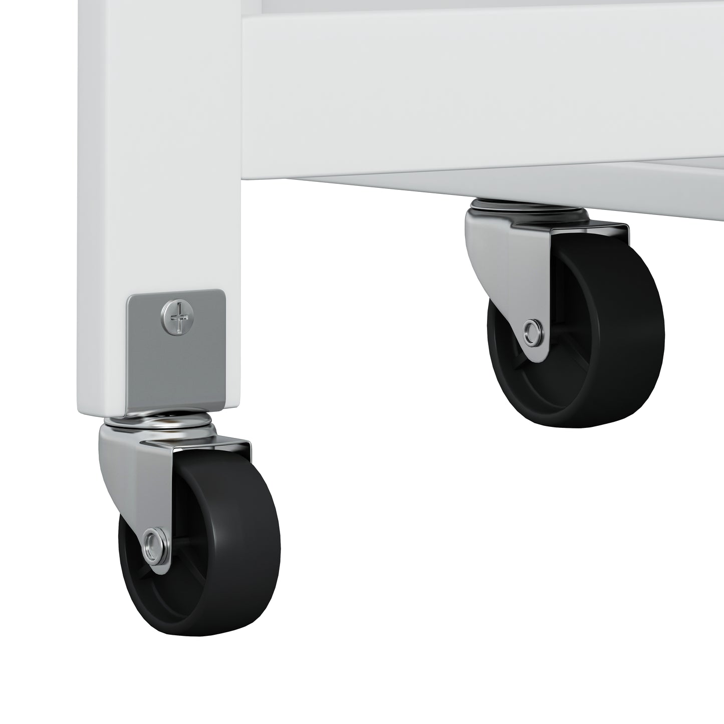 Heavyduty black casters with metal mounts for rolling furniture