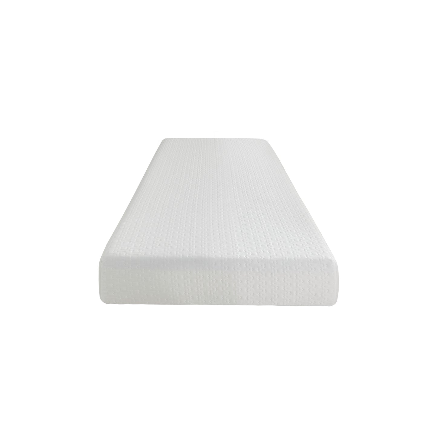 White quilted memory foam mattress on a white background