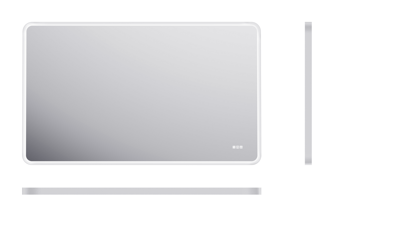 Modern LED bathroom mirror with integrated lighting and touch controls