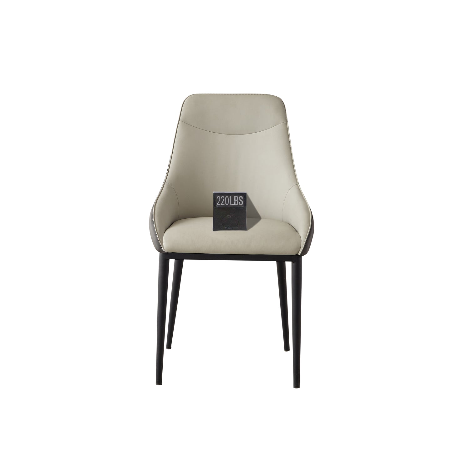 Modern cream and grey upholstered dining chair with black metal legs lb capacity