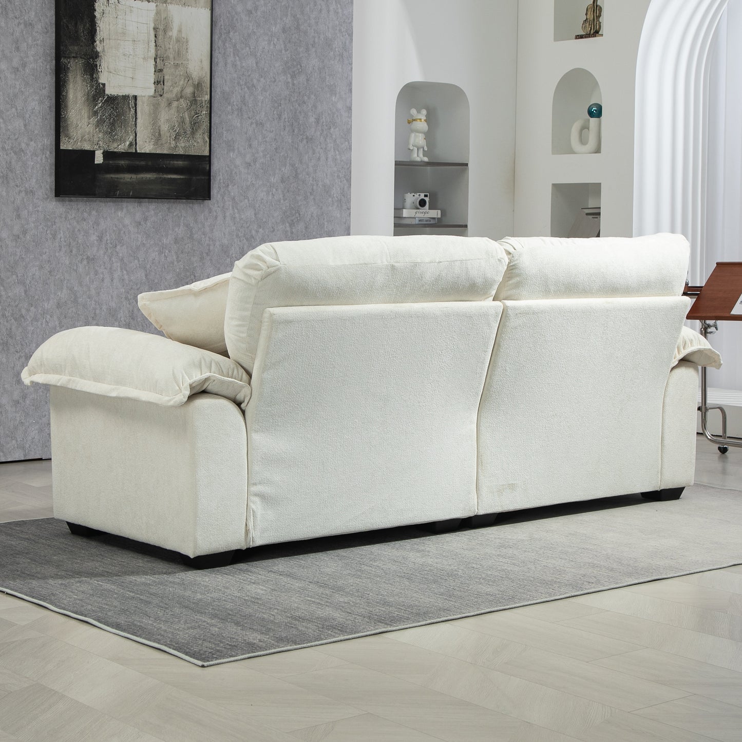 Plush cream fabric sectional sofa perfect for modern living room comfort and style