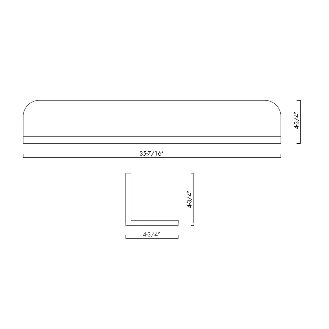 Line drawing of shelf with dimensions x