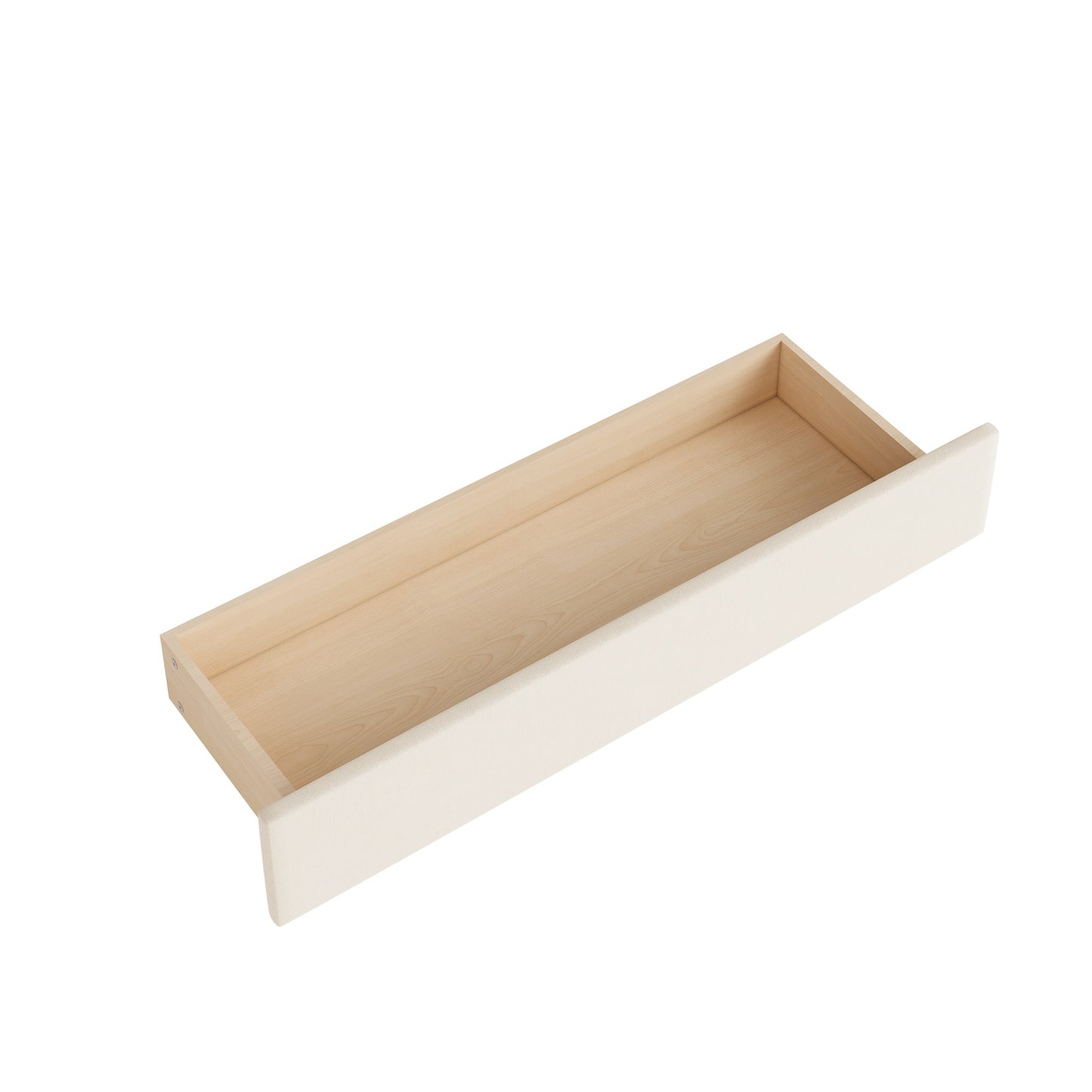 Cream front panel wooden drawer smooth wood interior for bedroom storage