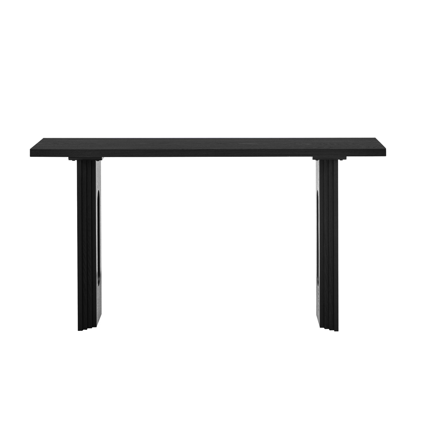 Black oak console table with carved details modern design