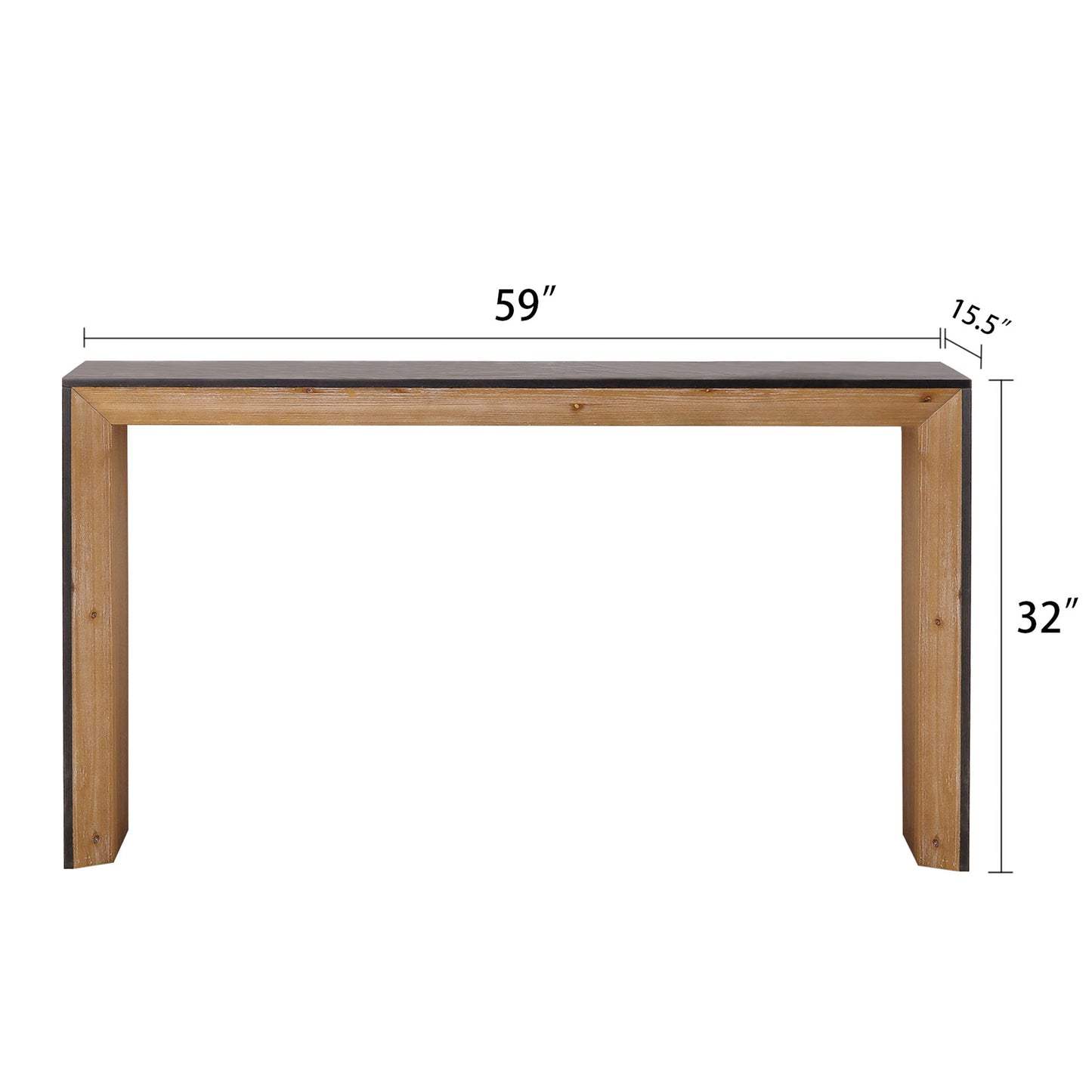 Rustic wood console table with dark tabletop inches long inches tall