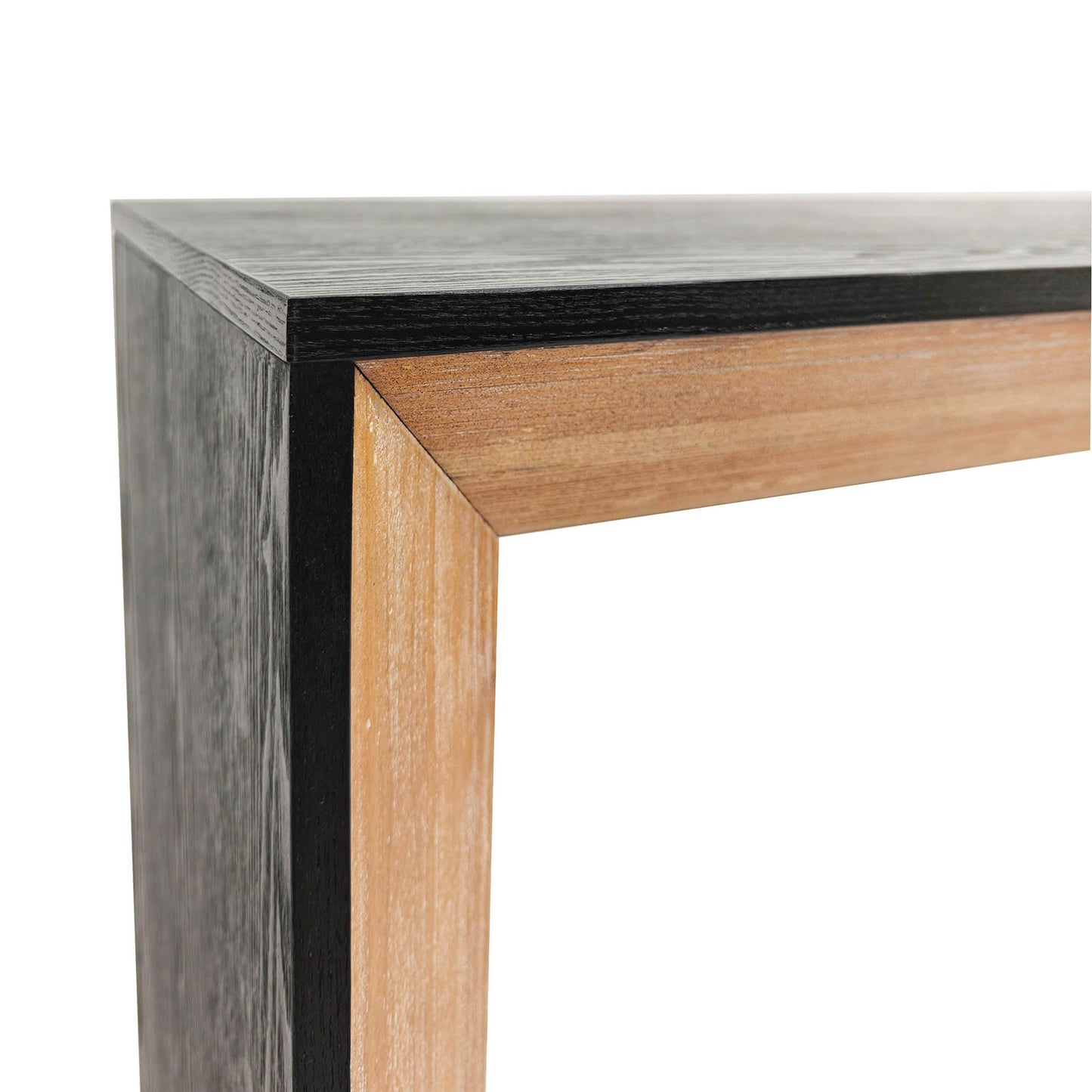 Twotone wood frame with dark grey and natural wood finishes modern design