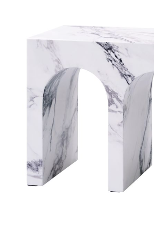 Modern white marble side table with arched legs