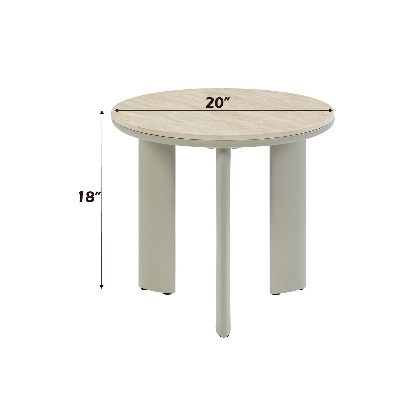 Beige stonelook round side table inch diameter and inch height