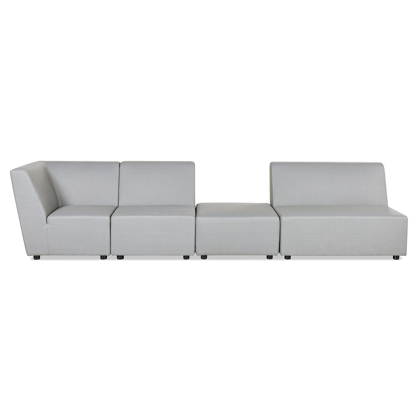 Modern modular light gray sectional sofa with geometric accents