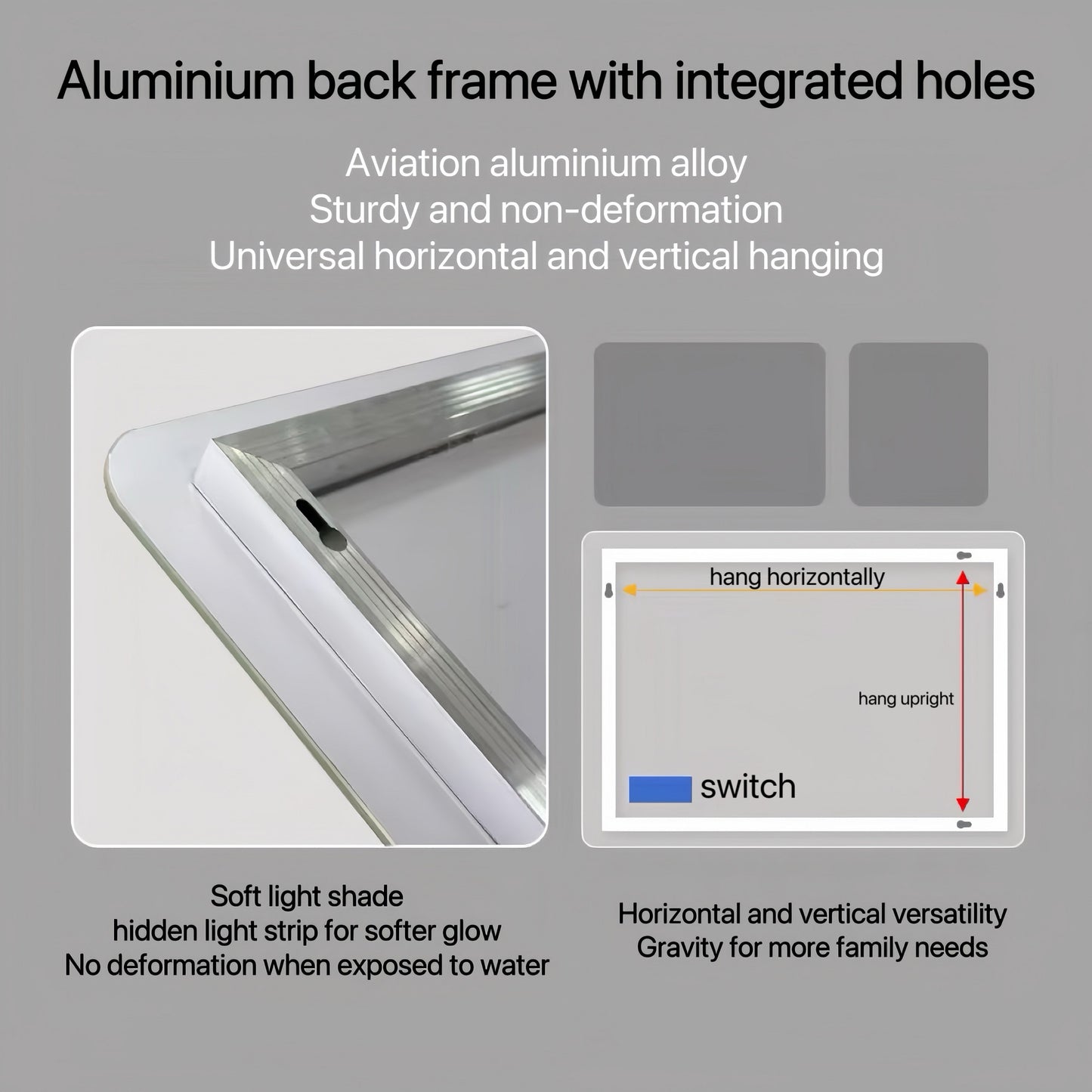 Aviation aluminium alloy back frame with integrated mounting holes for versatile hanging
