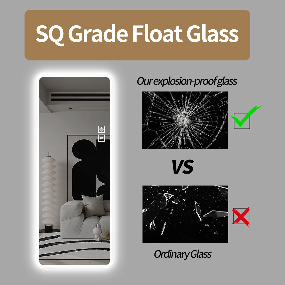 Vertical LED mirror with SQ grade explosionproof float glass design
