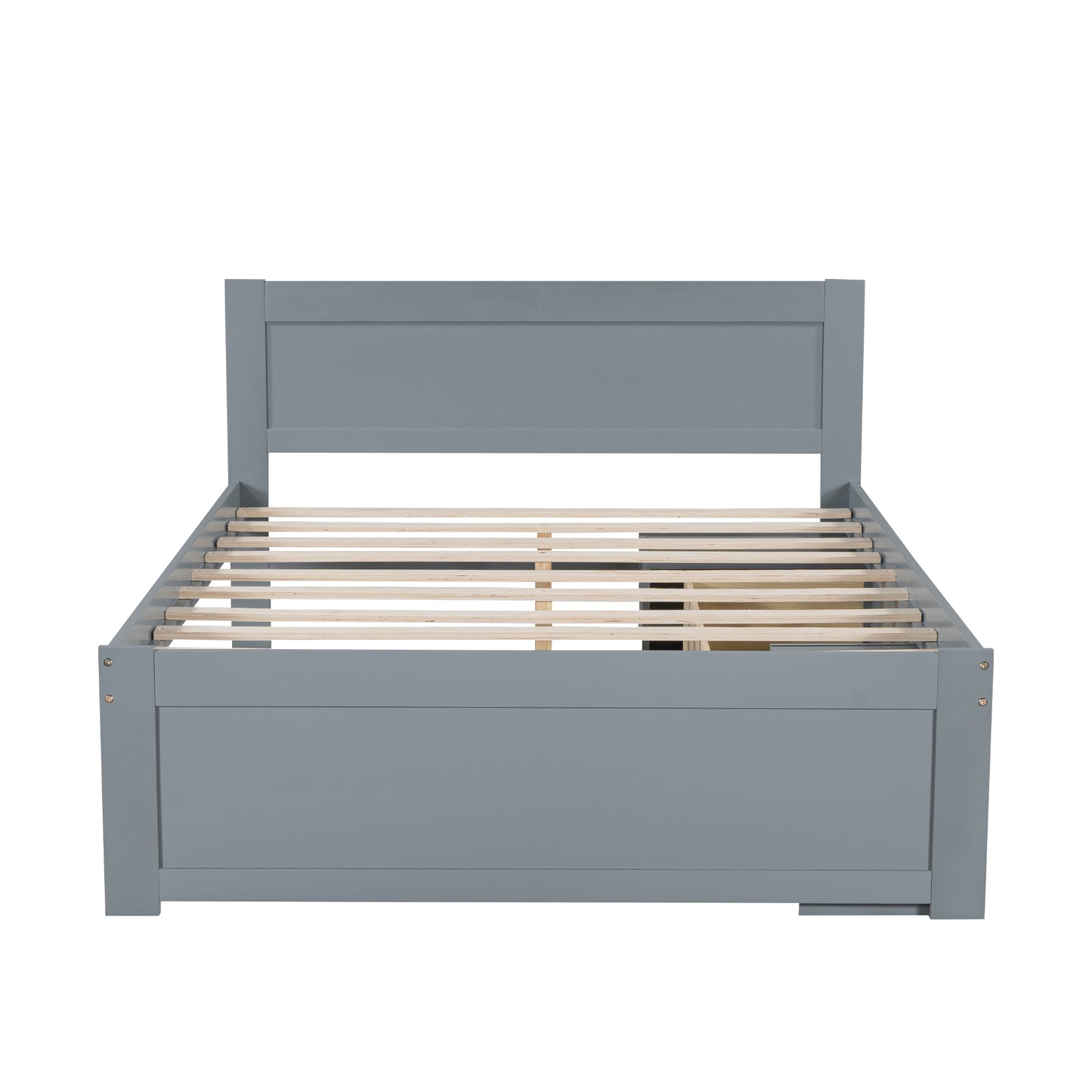 Modern grey wooden bed frame with slatted base perfect for any bedroom