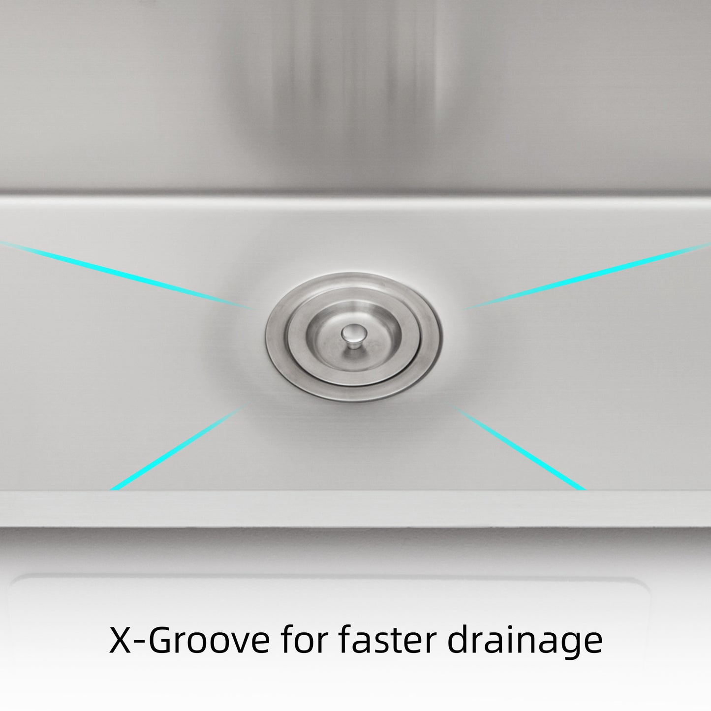 Stainless steel sink drain with XGroove design for efficient water drainage