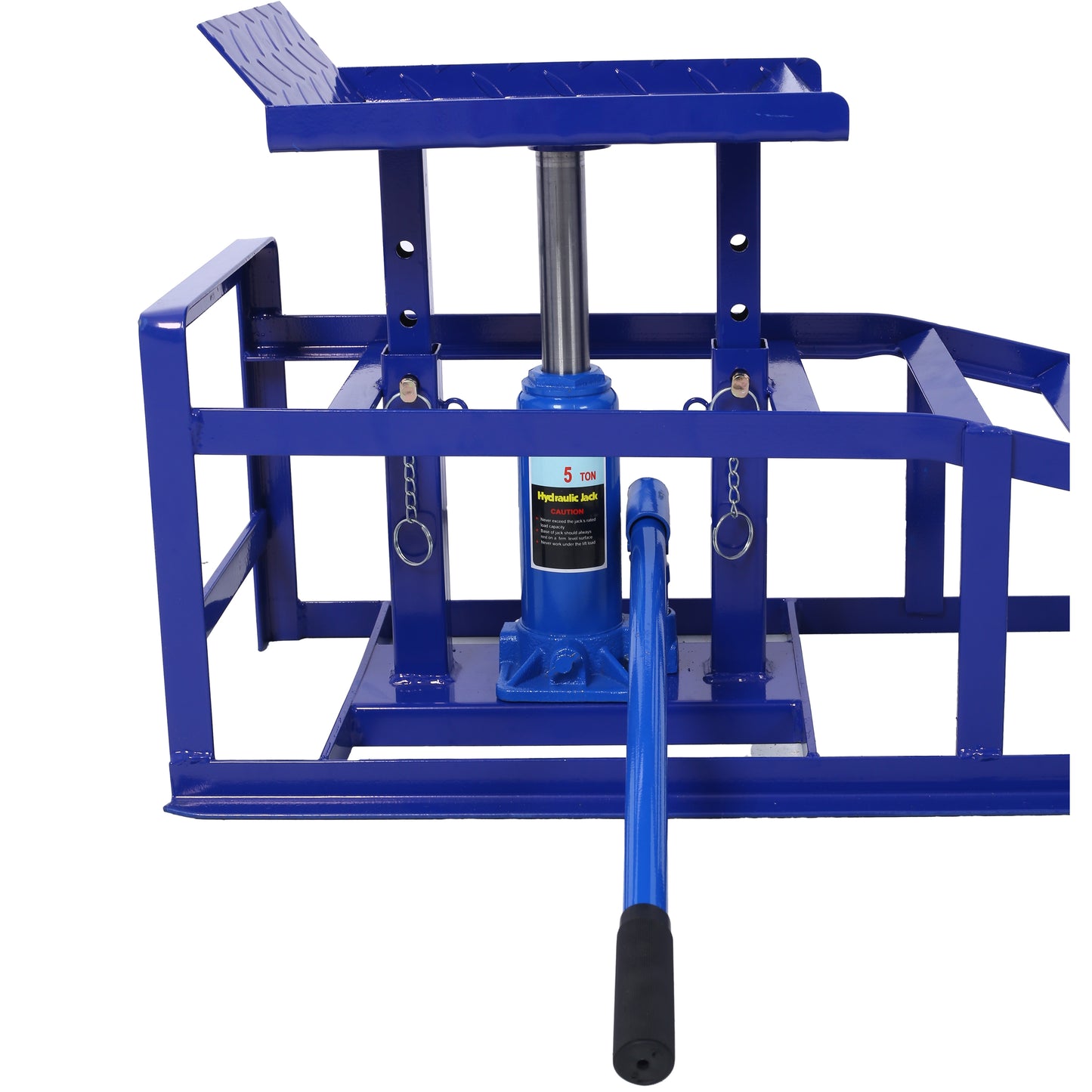 Blue metal vehicle jack stand with a ton capacity for heavyduty lifting