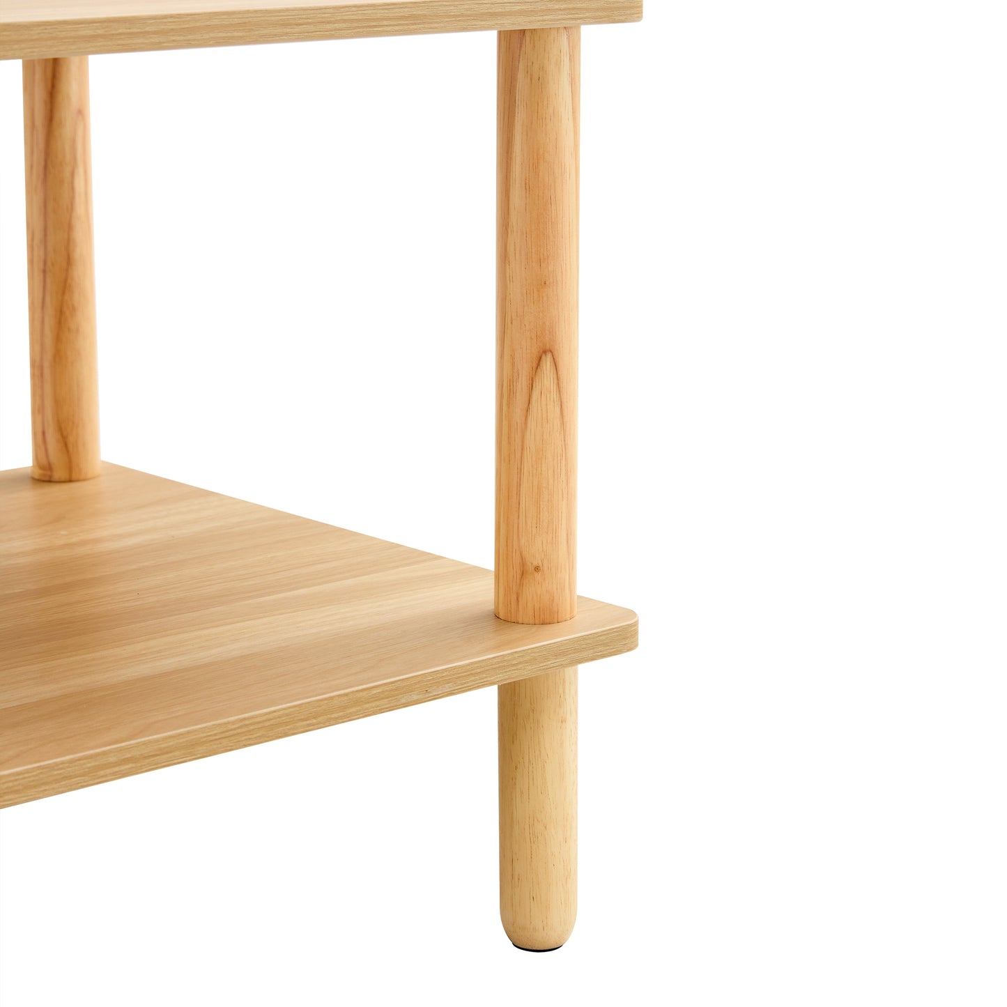 Light wood veneer side table with rounded legs minimalist design