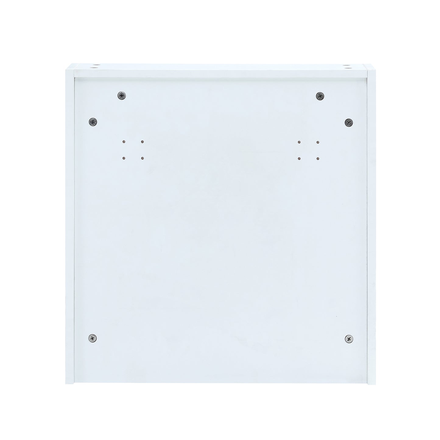 White cabinet back panel with screw holes for mounting