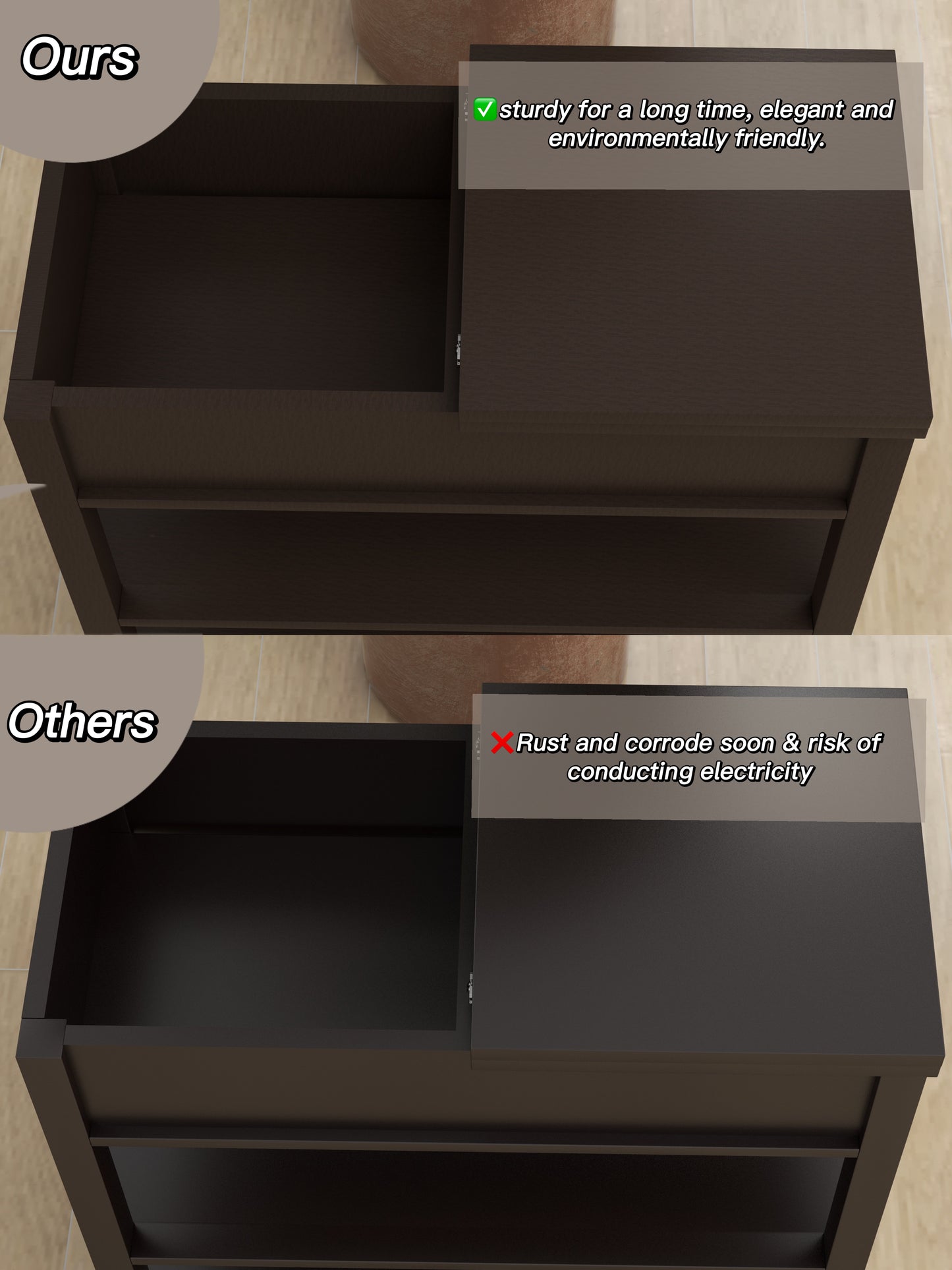 Dark brown wooden storage cabinet sturdy and elegant for home organization