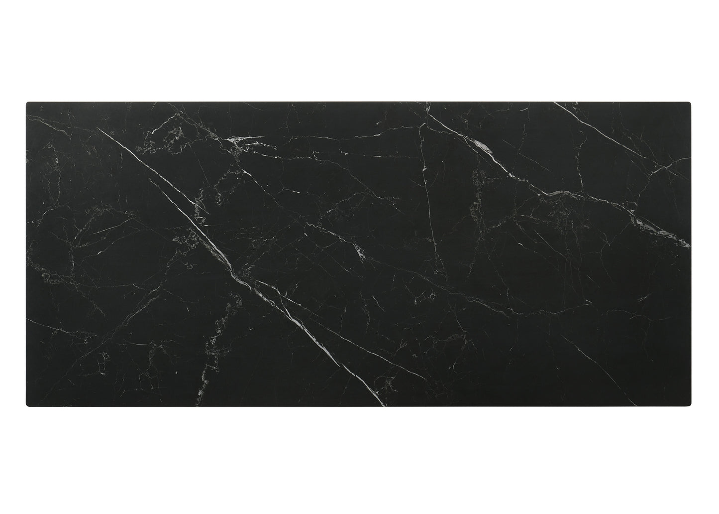 Black marble tabletop with white veining perfect for dining