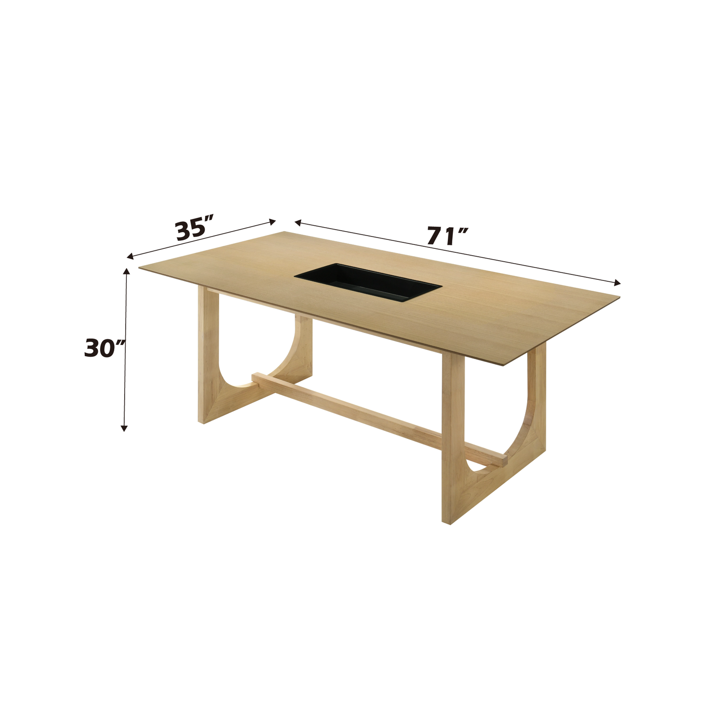 Light oak dining table with black inlay x x