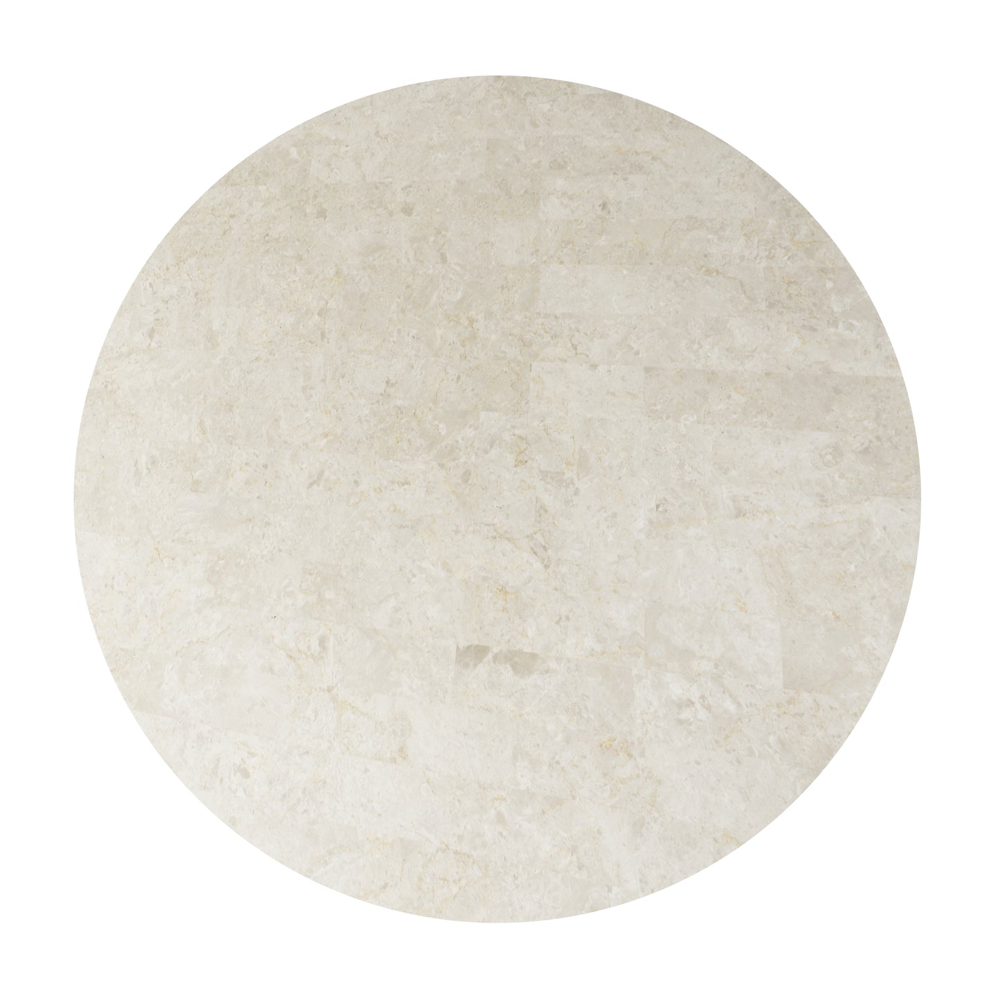 Cream marble circular tabletop with subtle gold veining perfect for a modern dining table