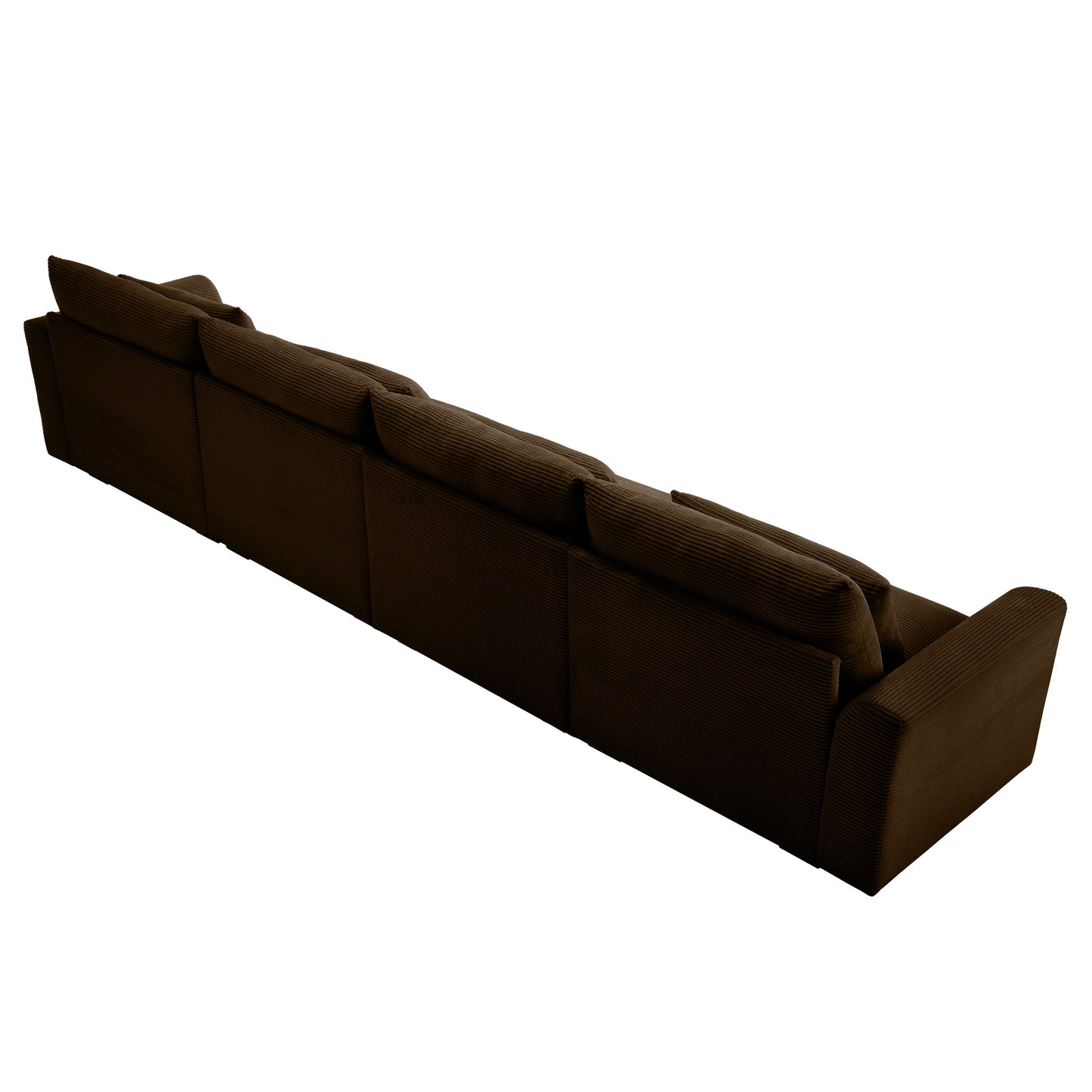 Plush brown corduroy sectional sofa with deep seat cushions modern design
