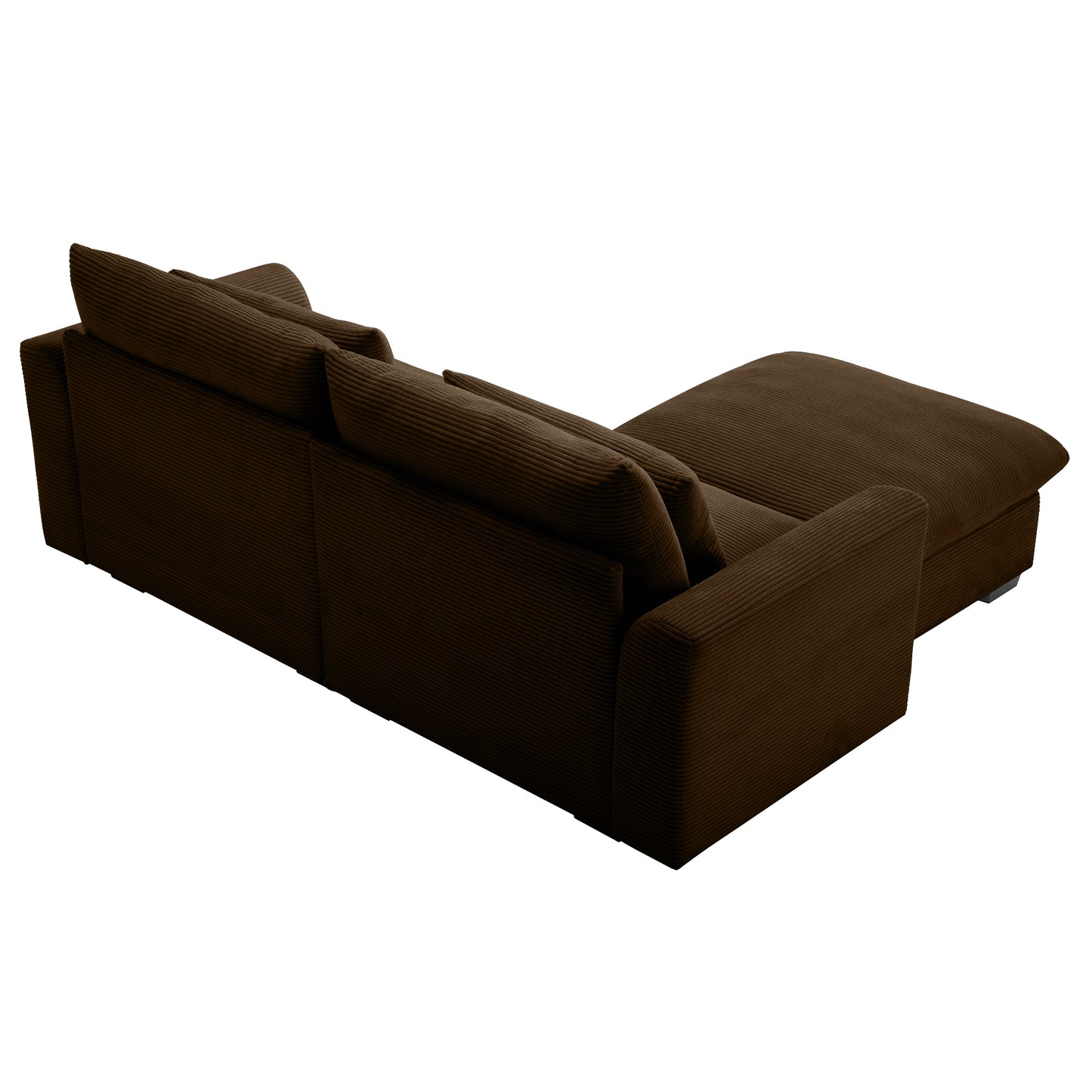 Brown corduroy sectional sofa with plush cushions perfect for a cozy living room