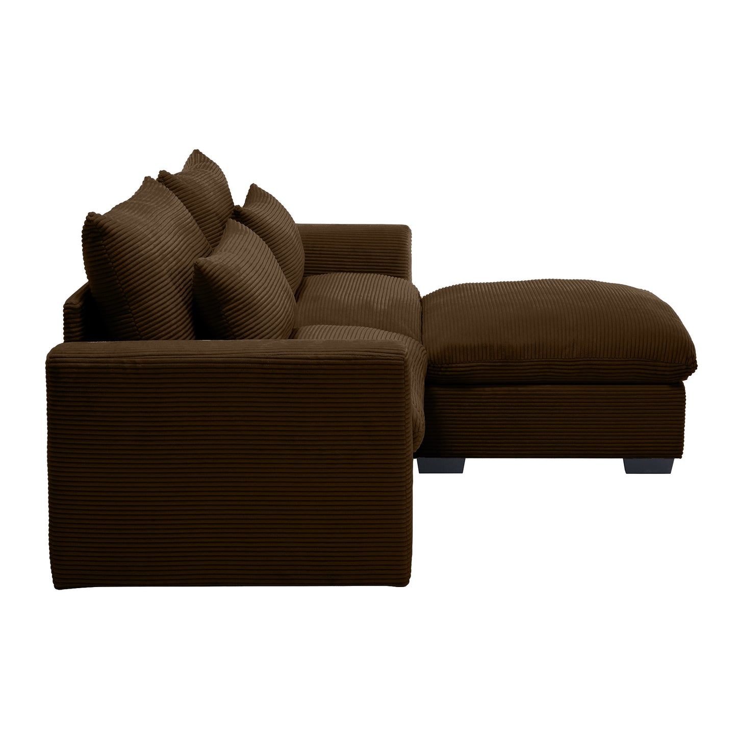 Brown corduroy sectional sofa with plush cushions perfect for living room comfort