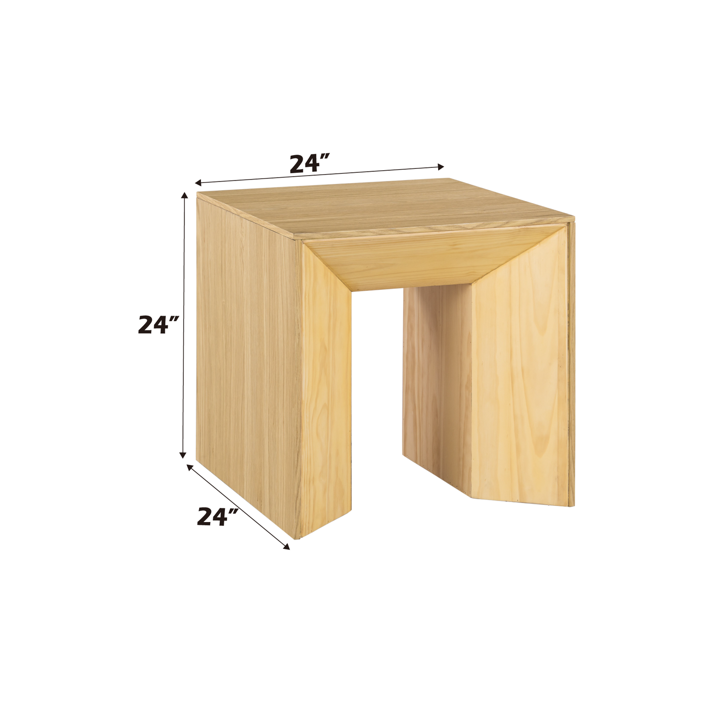 Natural wood accent stool with a contemporary open design