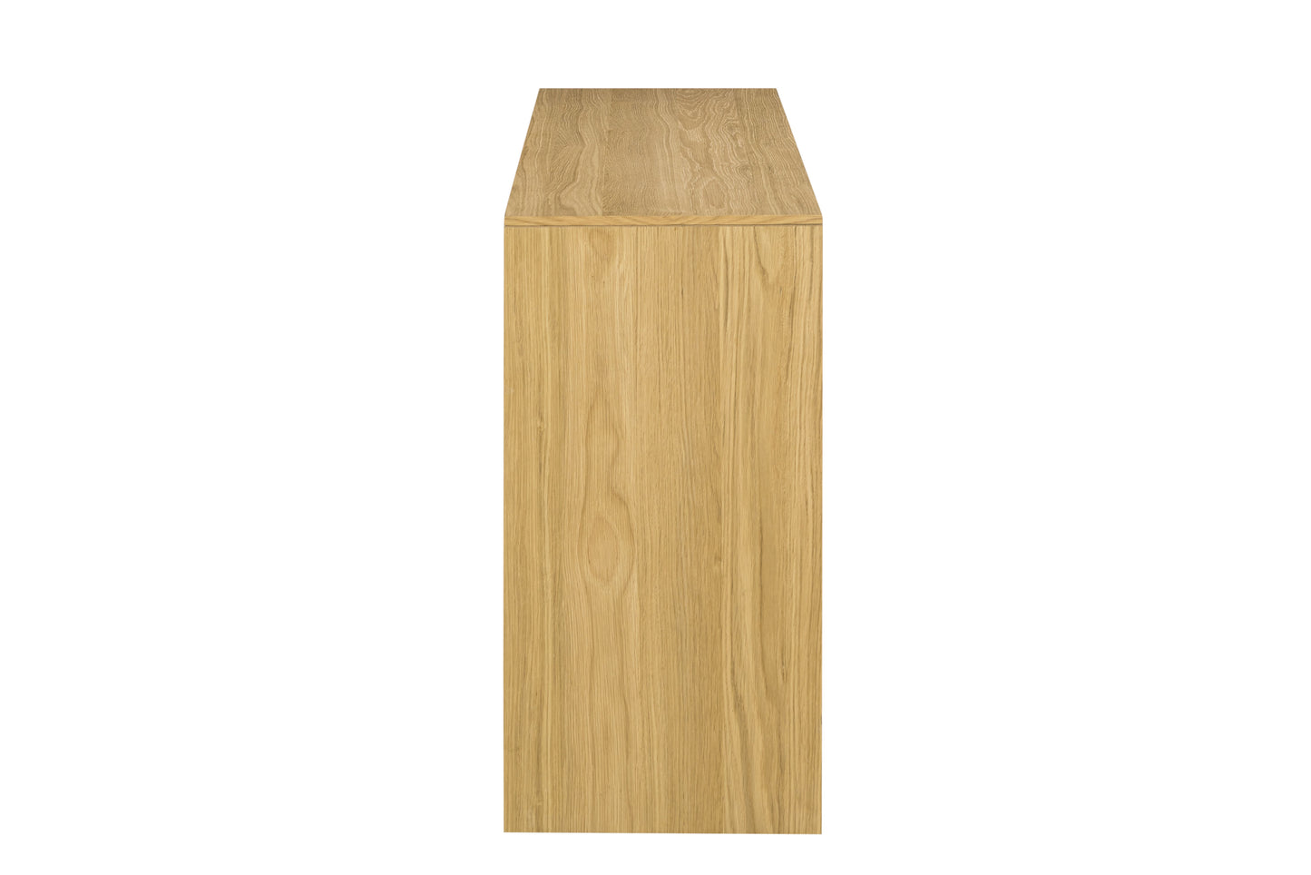 Natural oak wood cabinet side view showcasing grain details