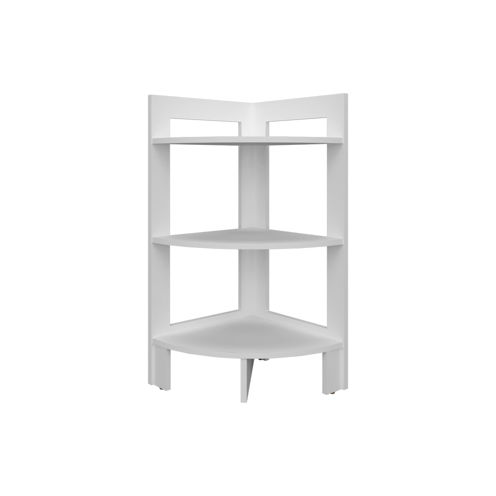 White tier corner shelf unit for small space storage