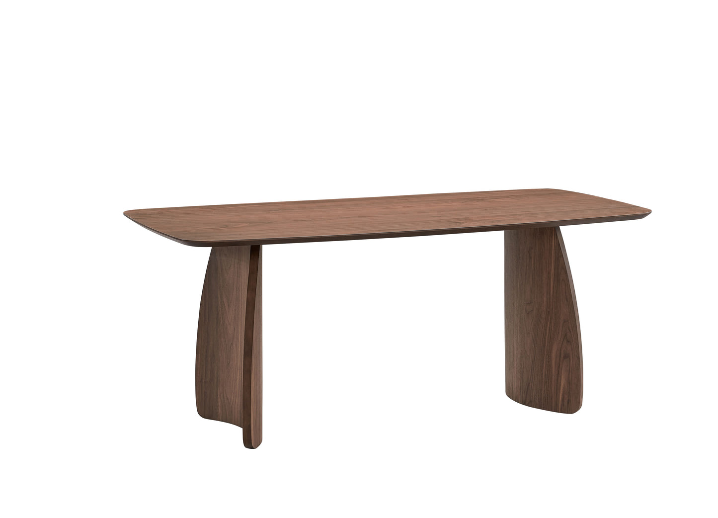 Solid walnut dining table with curved legs minimalist design