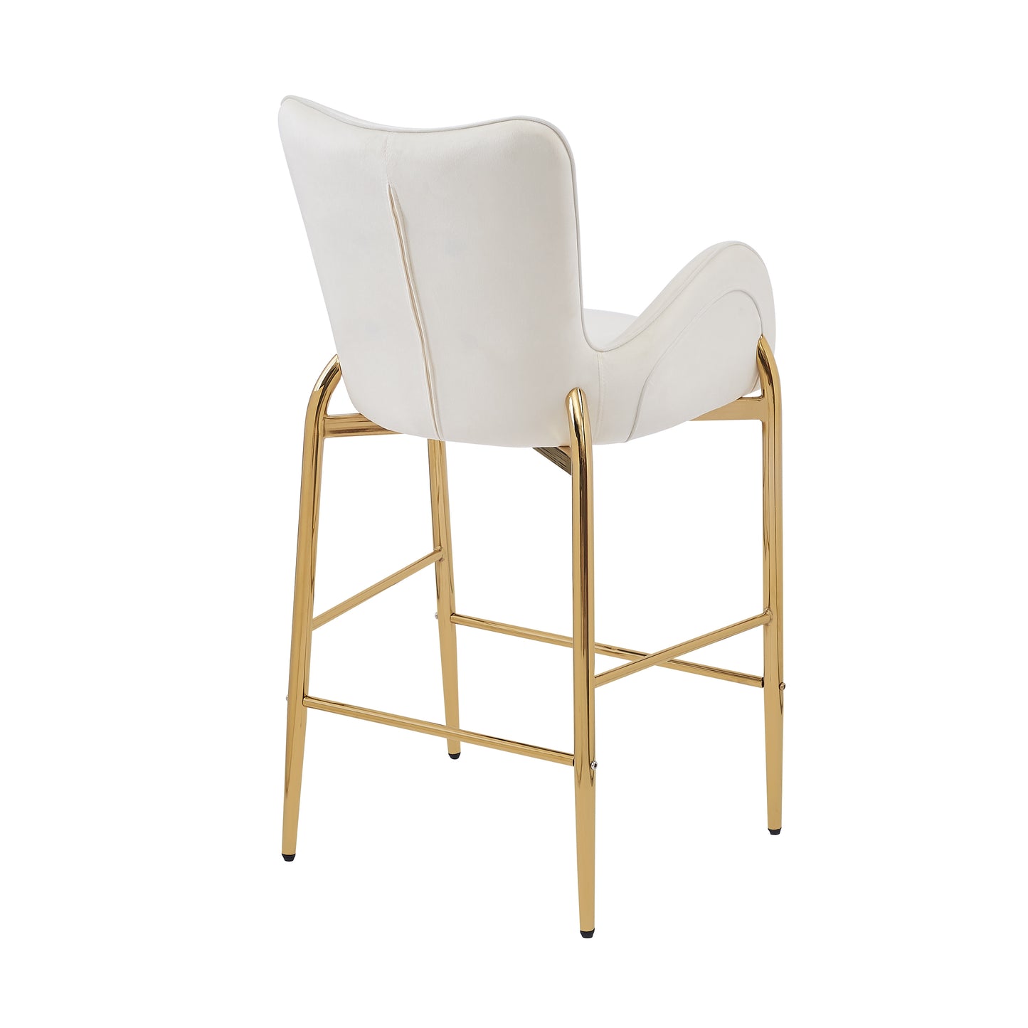 Cream upholstered bar stool with elegant gold metal legs perfect for modern kitchens