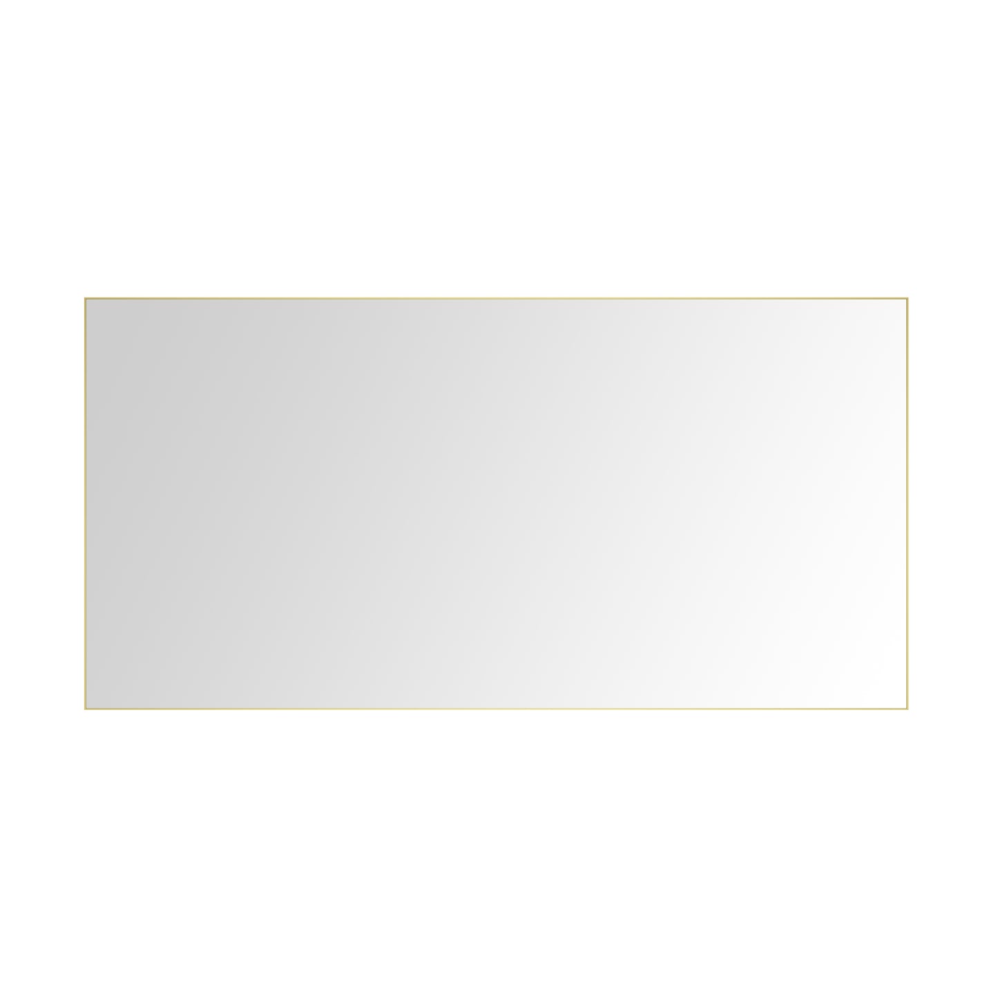 Rectangular goldframed mirror with a clear reflective surface