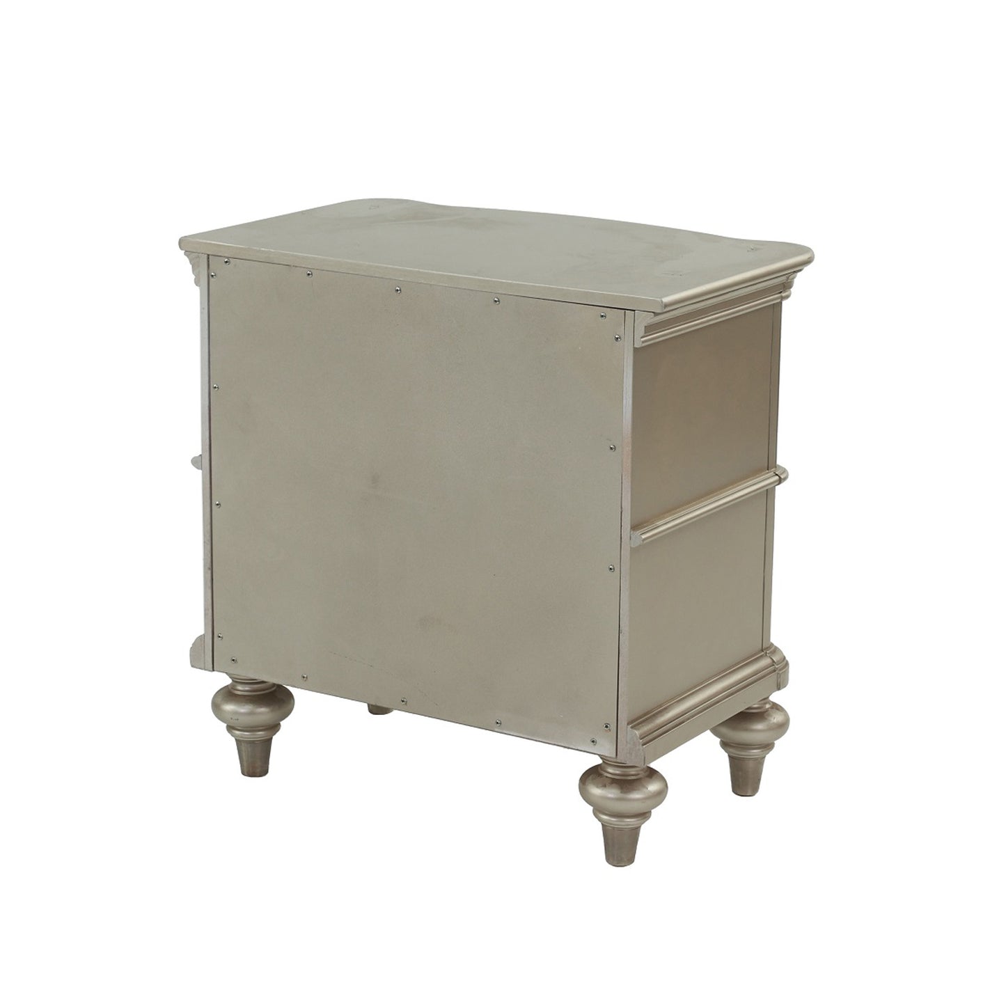 Champagne gold accent chest with carved legs