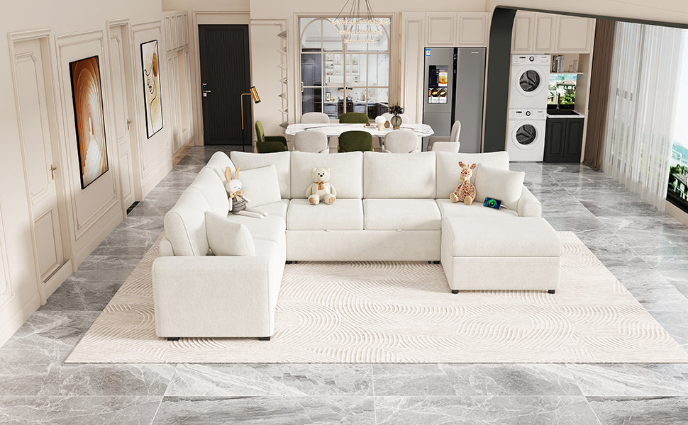 Plush white sectional sofa with chaise and hidden storage perfect for modern living rooms