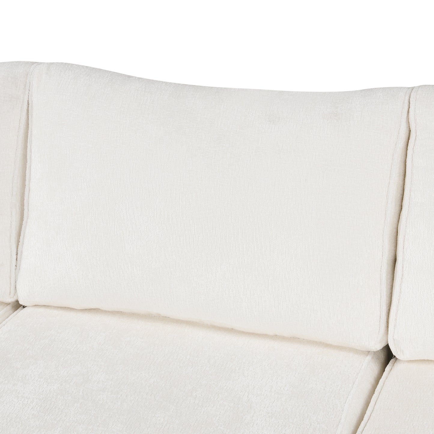 Plush ivory chenille sofa with deep comfortable cushions perfect for living room relaxation
