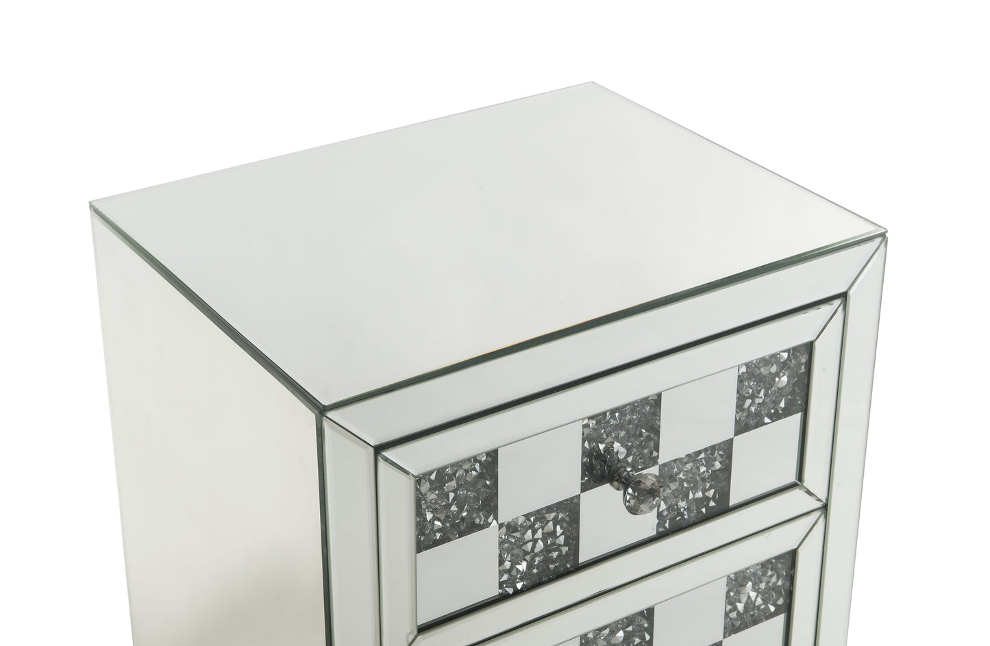 Mirrored bedside table with crystal inlay drawers modern glam accent