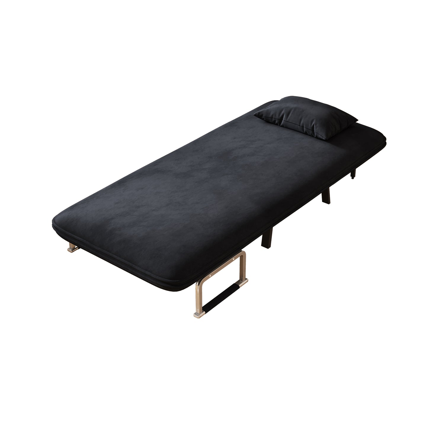 Black velvet massage table with adjustable headrest and chrome frame