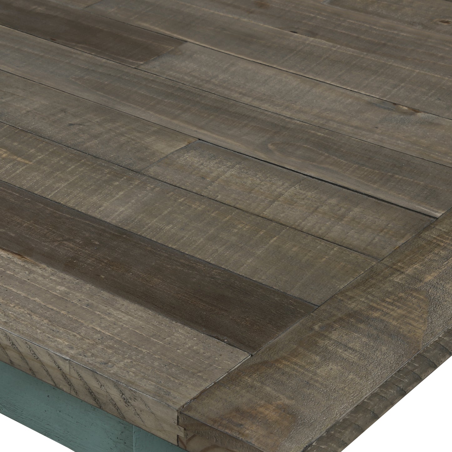 Rustic gray wood tabletop with plank construction