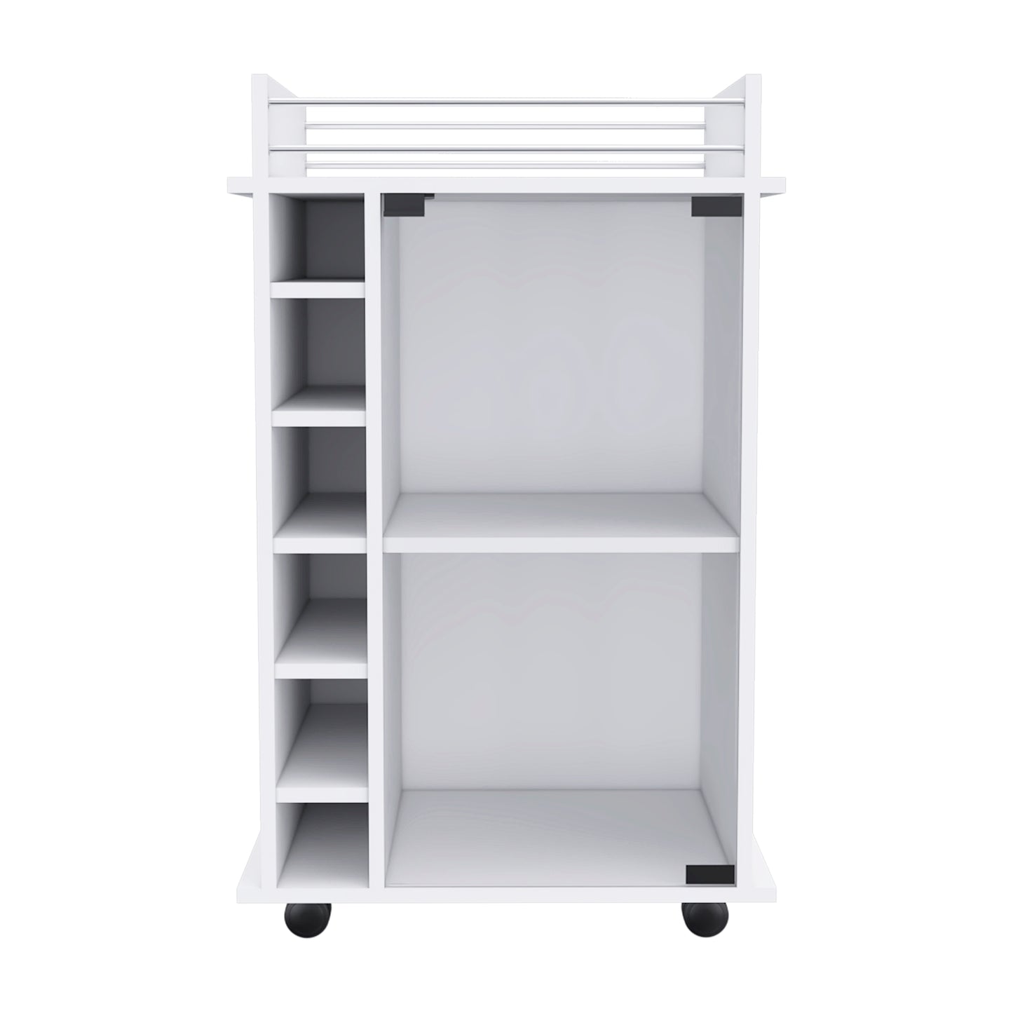 White rolling storage cart with shelves