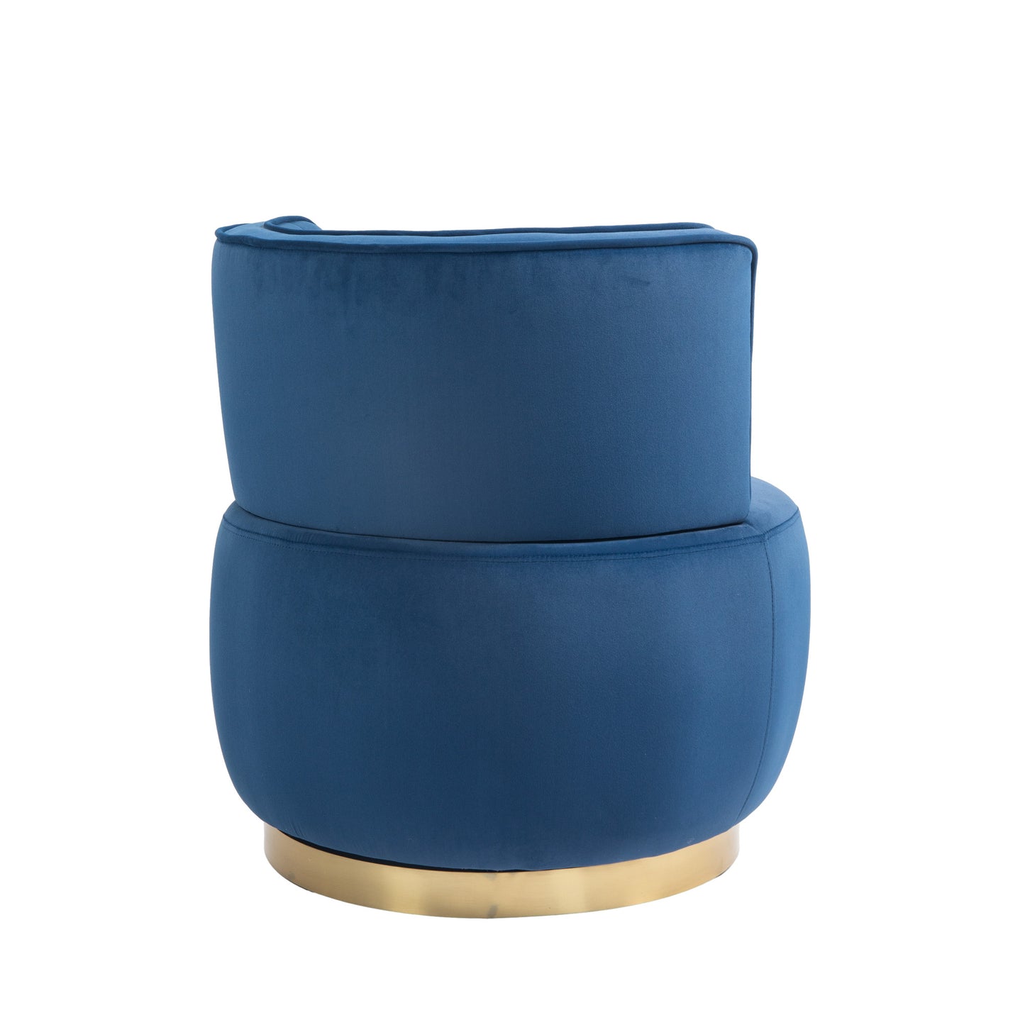 Navy blue velvet swivel chair with polished brass base modern accent piece