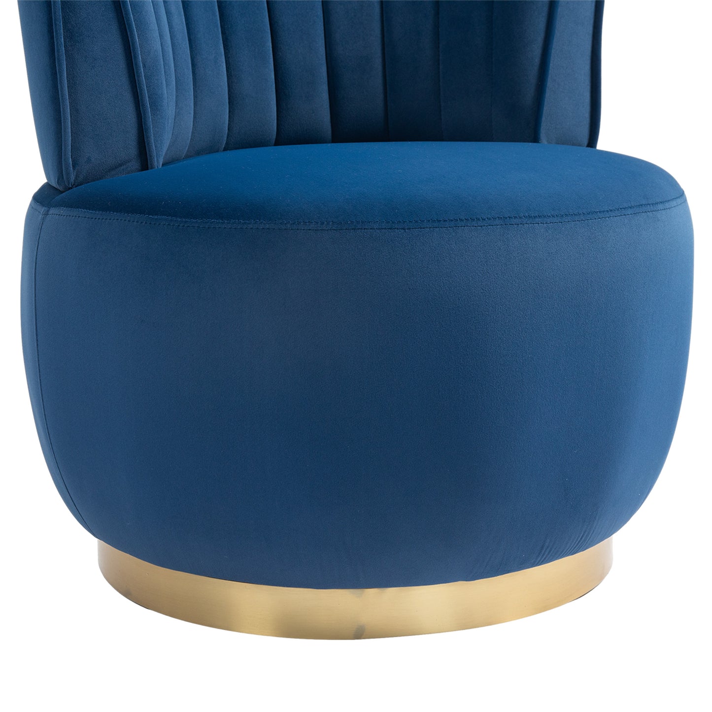 Deep blue velvet accent chair with gold base