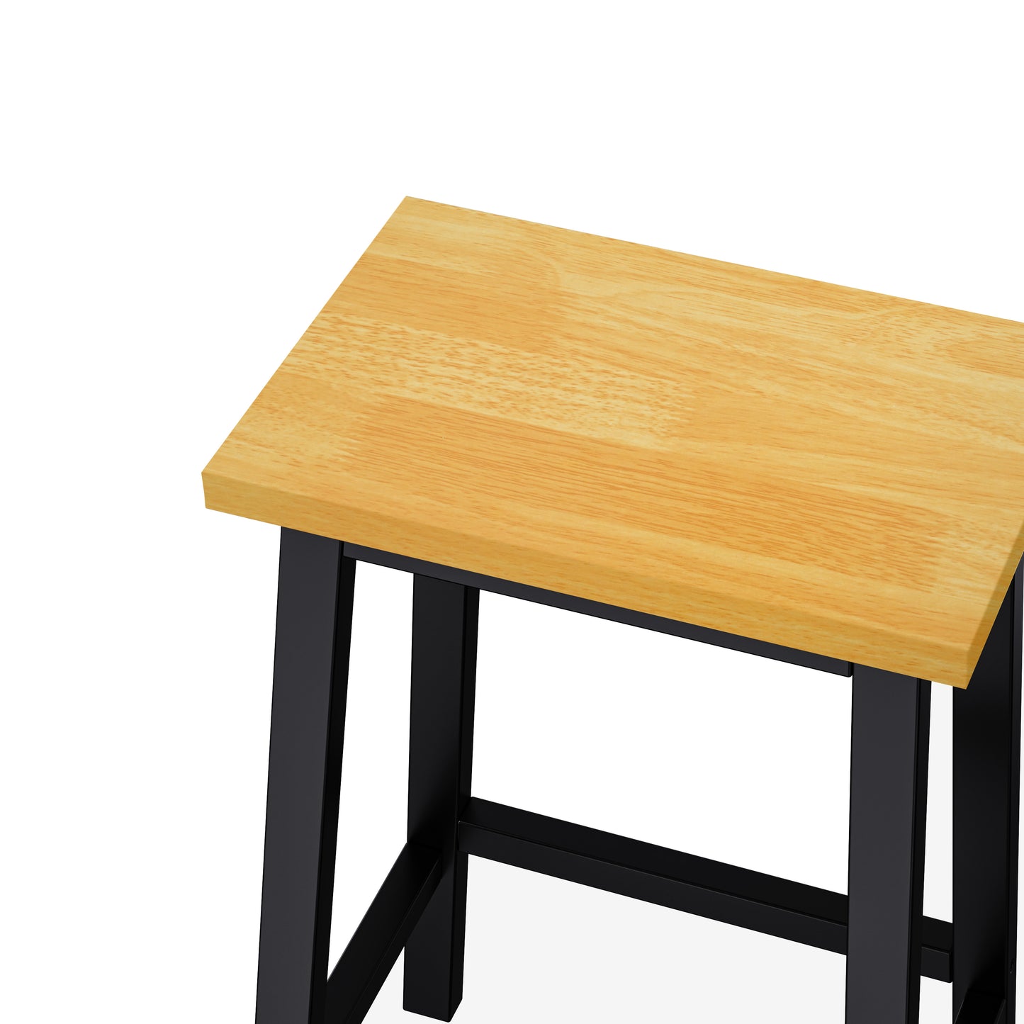 Wooden top counter stool with black metal frame modern design