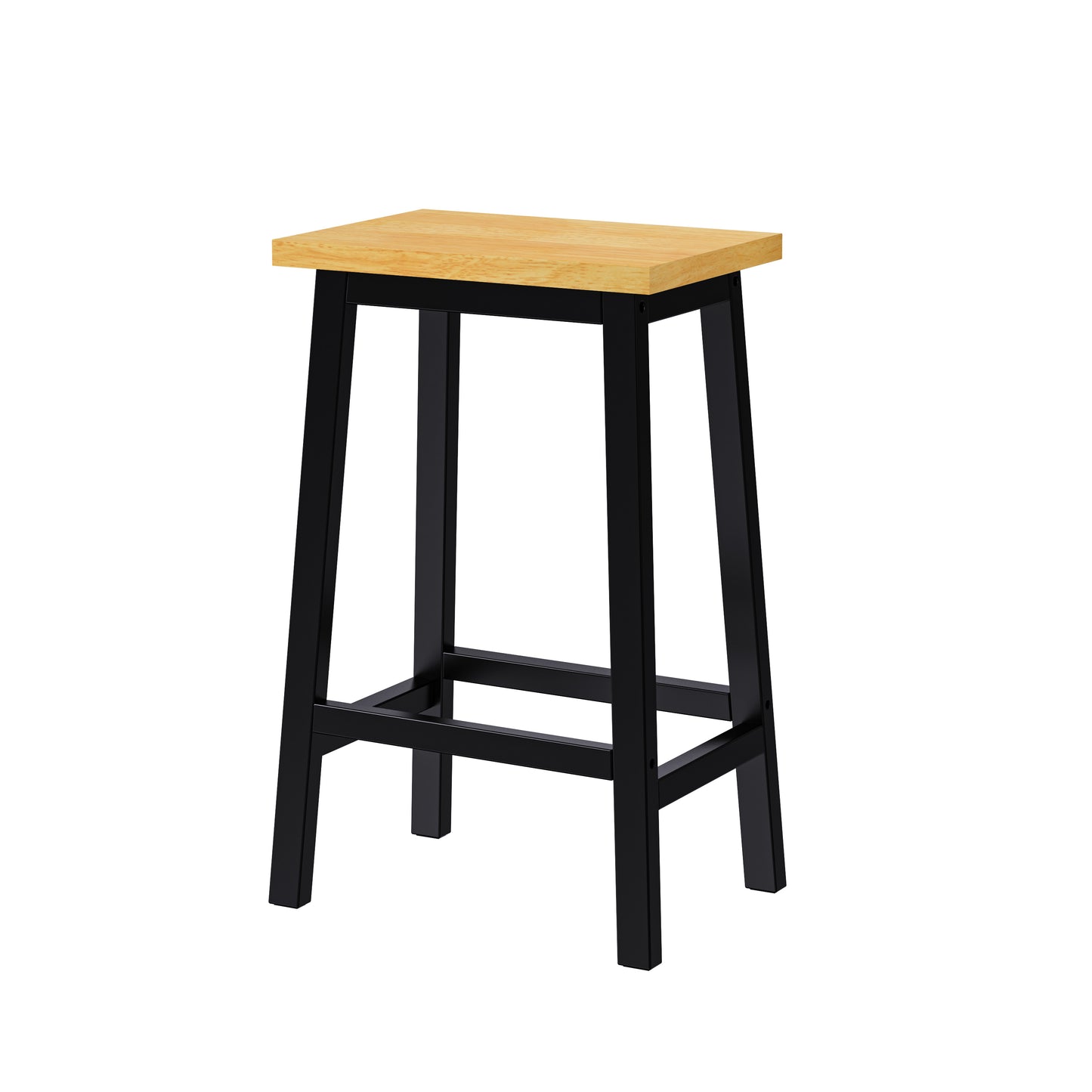 Wooden top bar stool with black metal frame modern design