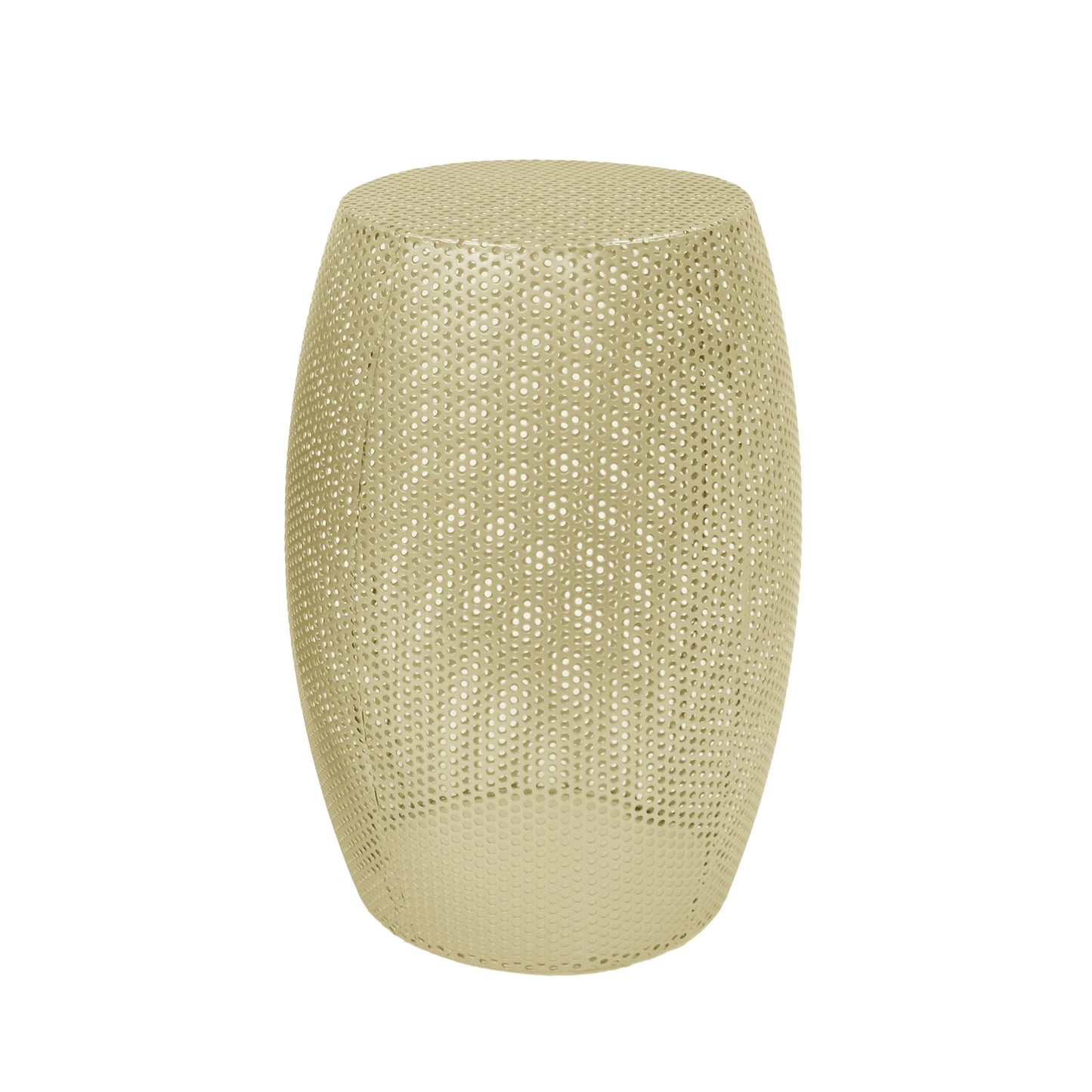 Gold metal perforated barrel side table perfect accent furniture for modern living rooms