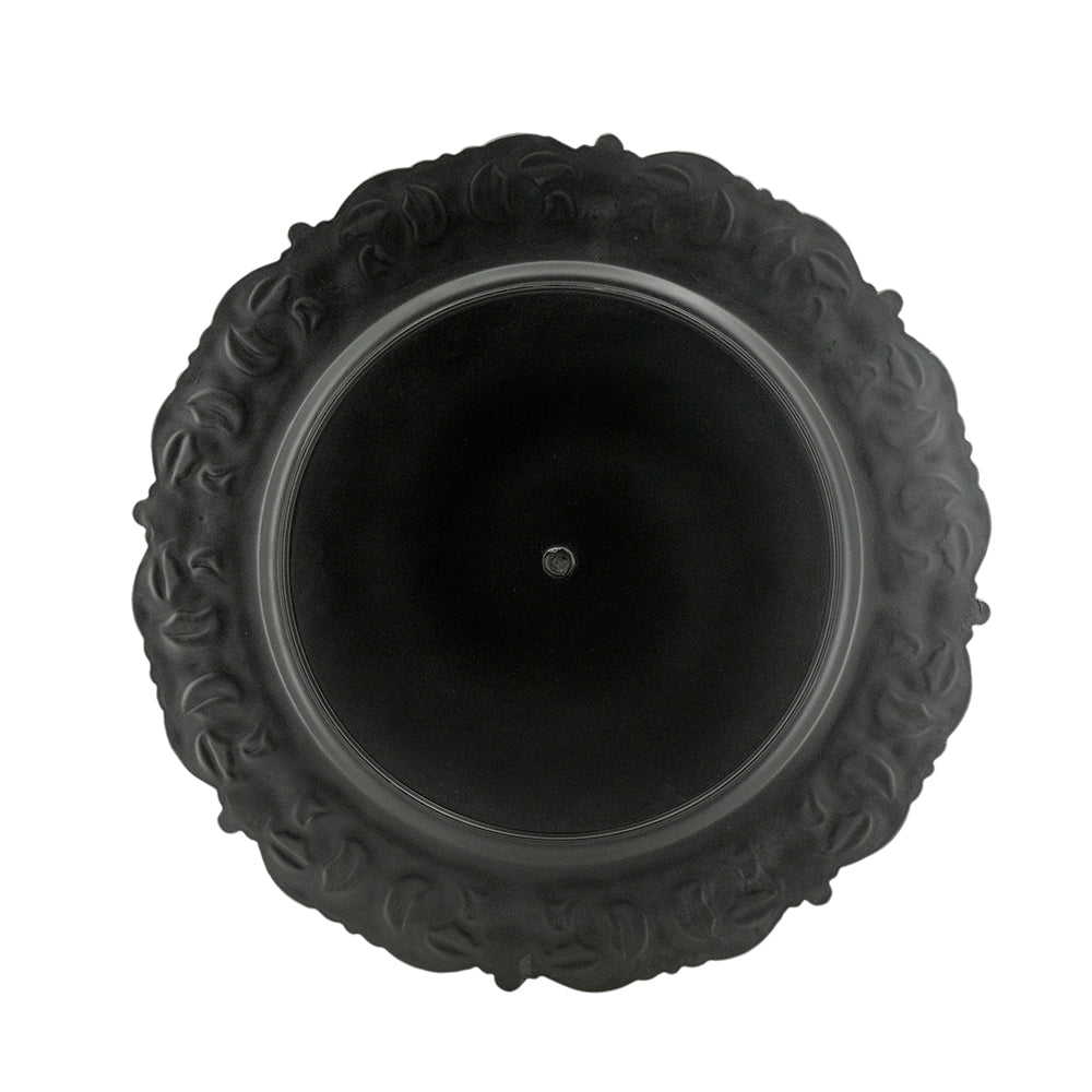 Black ornate charger plate with embossed floral border inch diameter