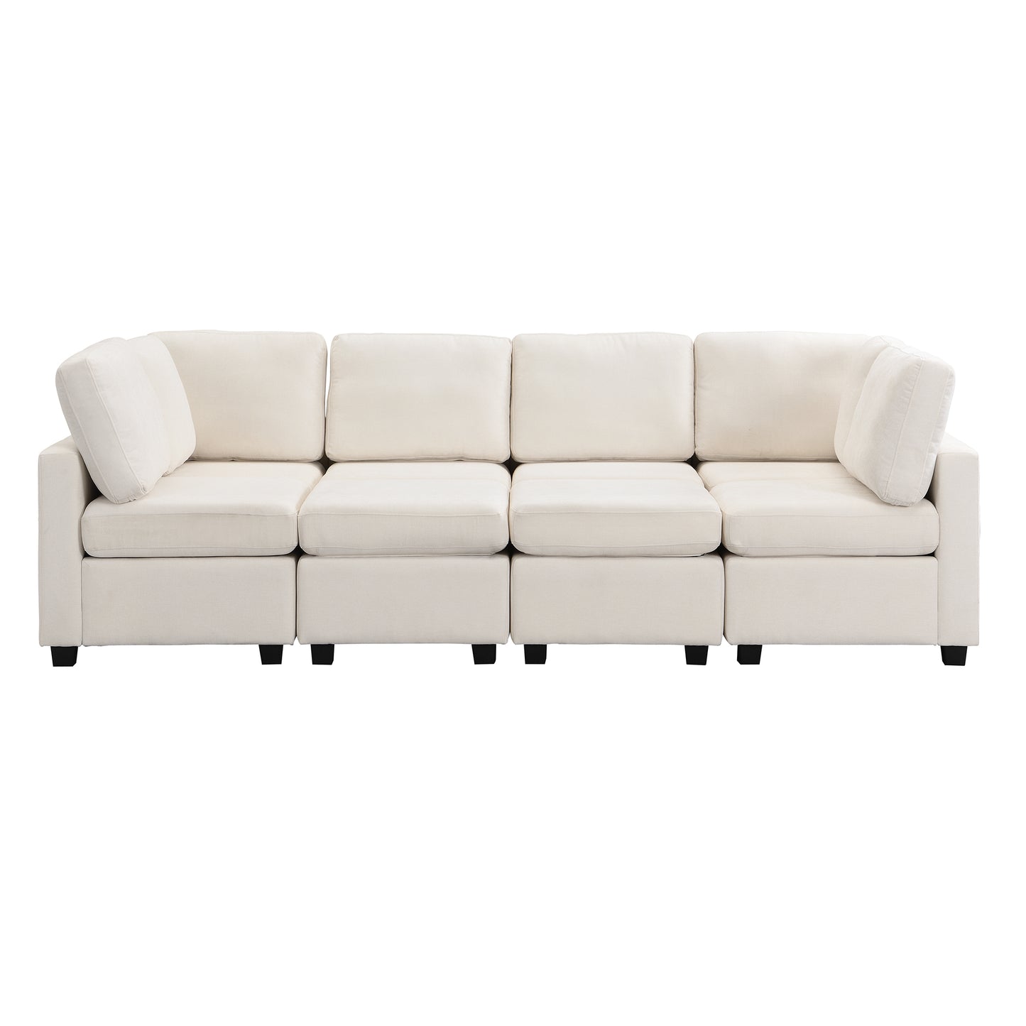 Cream sectional sofa with four modular seats and plush cushions perfect for living rooms