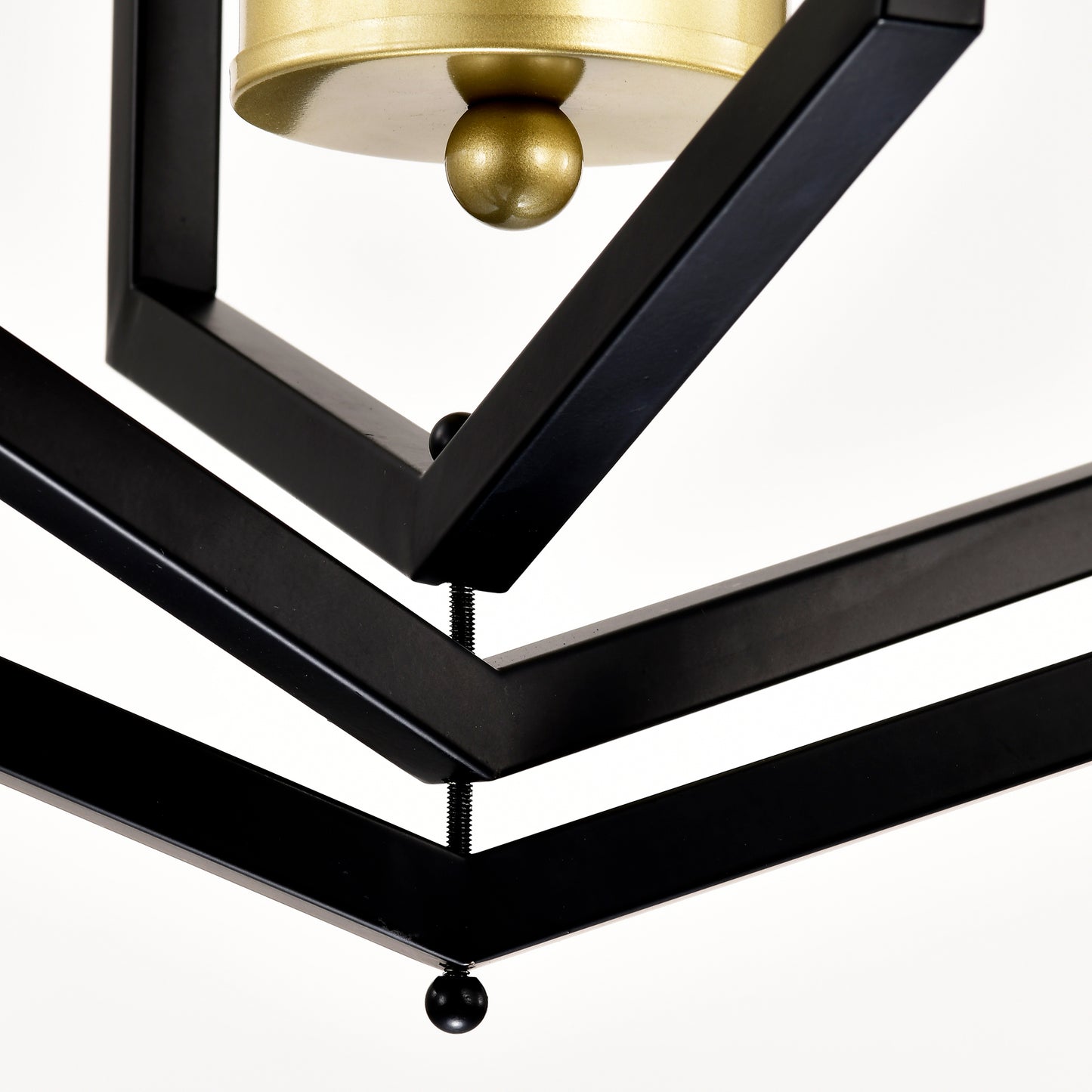 Modern geometric black metal frame with gold accents suitable for contemporary decor